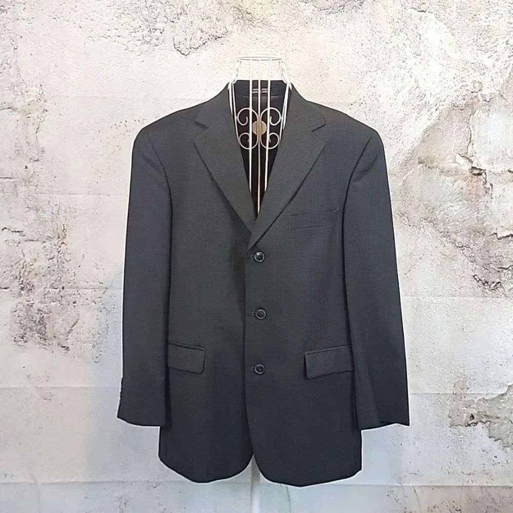 Stafford classic single breasted wool suit jacket in linen grey Men's 40R